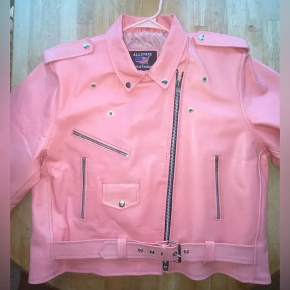 ALLSTATE LEATHER ladies 2x baby pink biker jacket - Picture 5 of 14